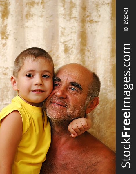 A senior man with a grandson