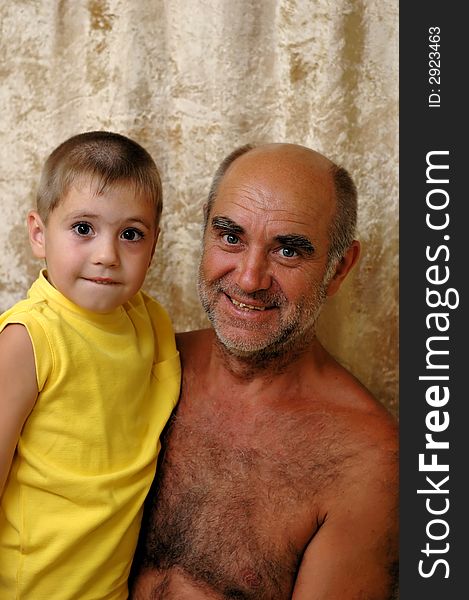 A senior man with a grandson