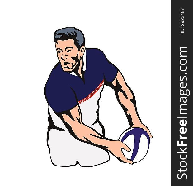 Rugby Player Passing Ball