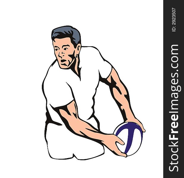 Rugby Player Passing Ball