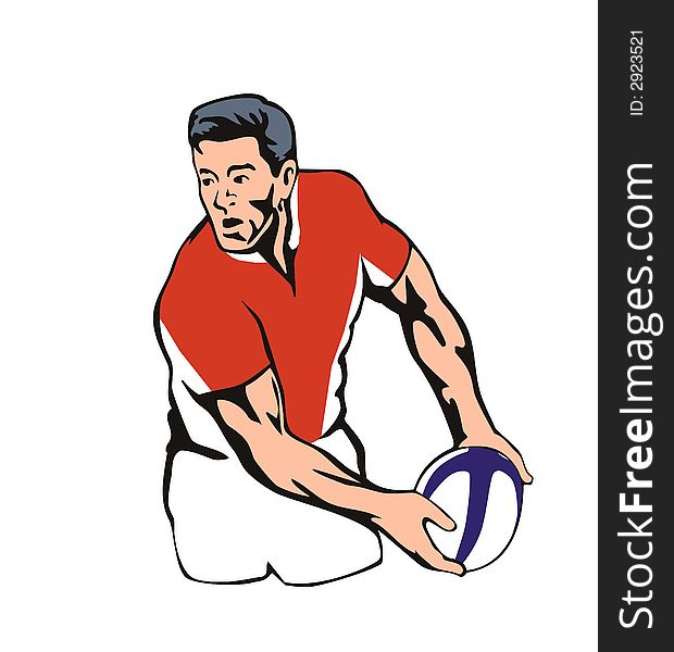 Rugby Player Passing Ball