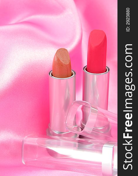 Lipstick on pink satin 3
