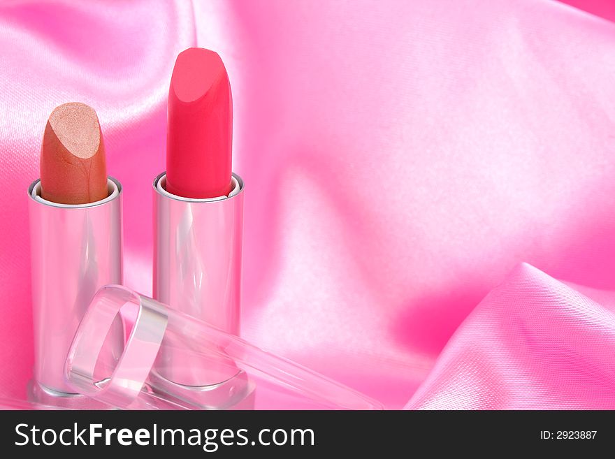 Lipstick on pink satin 3