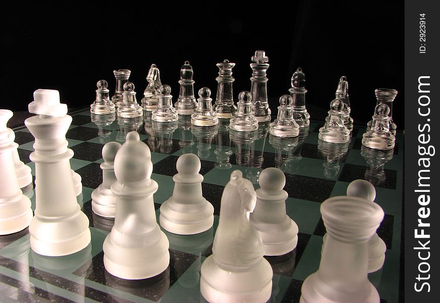 A shot of my glass chess set at home. A shot of my glass chess set at home.