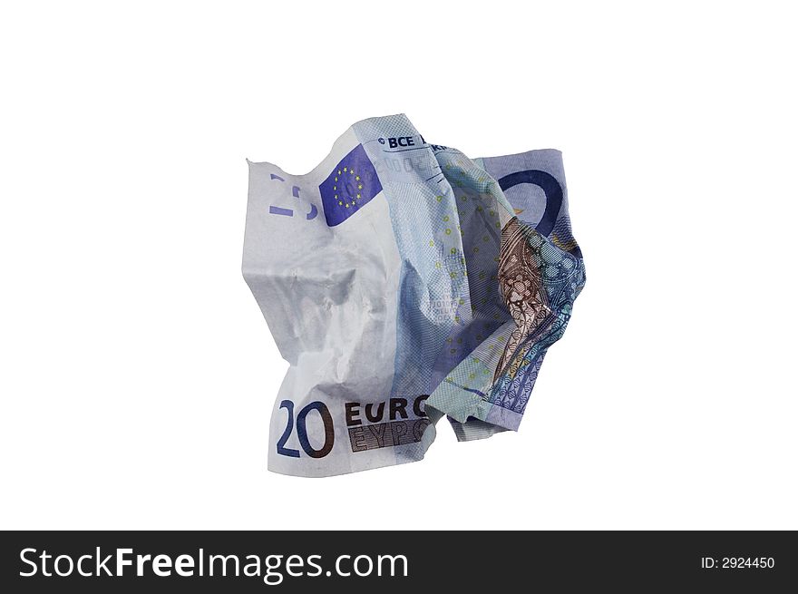 Crumpled twenty euro bill