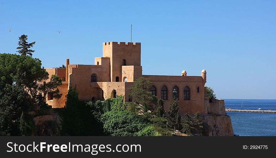 House castle in Ferragudo, Algarve region, Portugal.