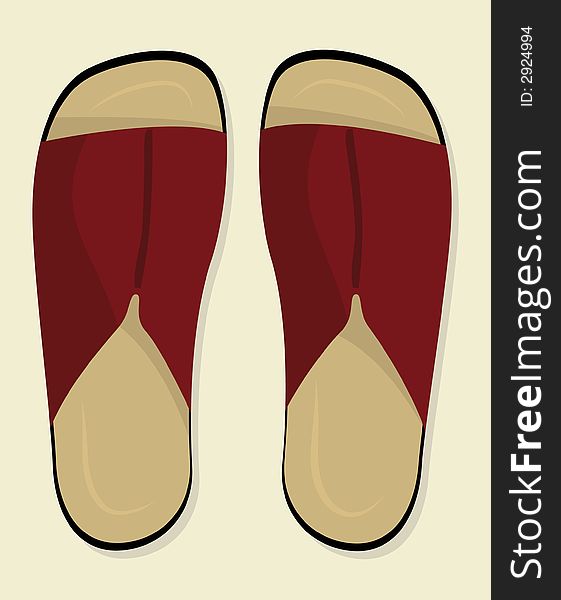 Pair of shoes (vector). Man brown slippers. Pair of shoes (vector). Man brown slippers.