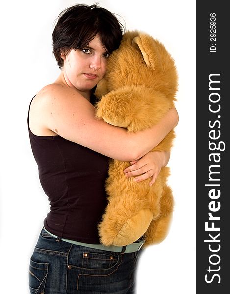 Young Womanc With Teddybear