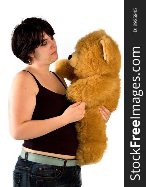 Young lady holding a teddybear. Young lady holding a teddybear