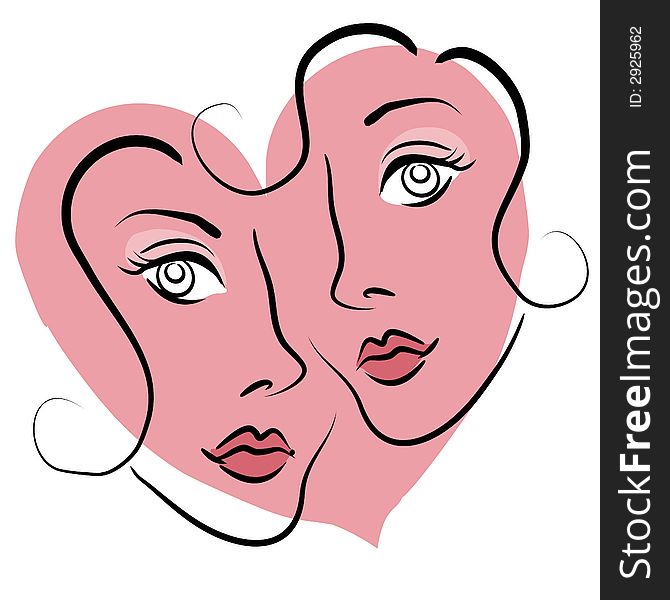 Lesbian Couple Dating Clip Art