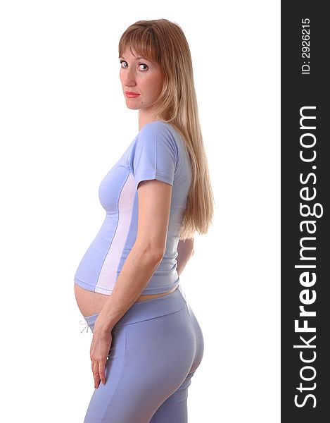 Pregnant woman on white background. Pregnant woman on white background