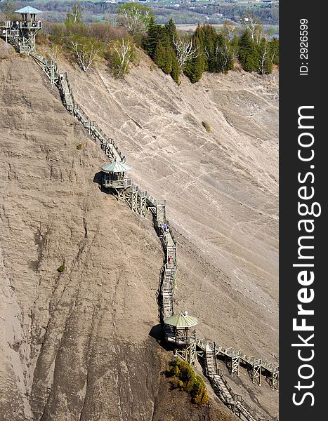 Stairs on mountain slope