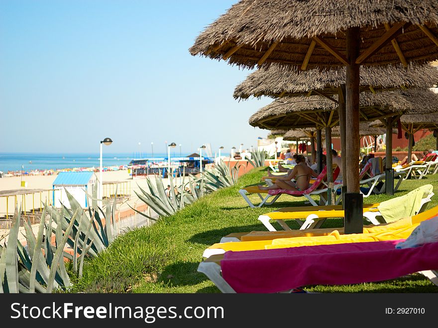 Restbeds on the sea beach