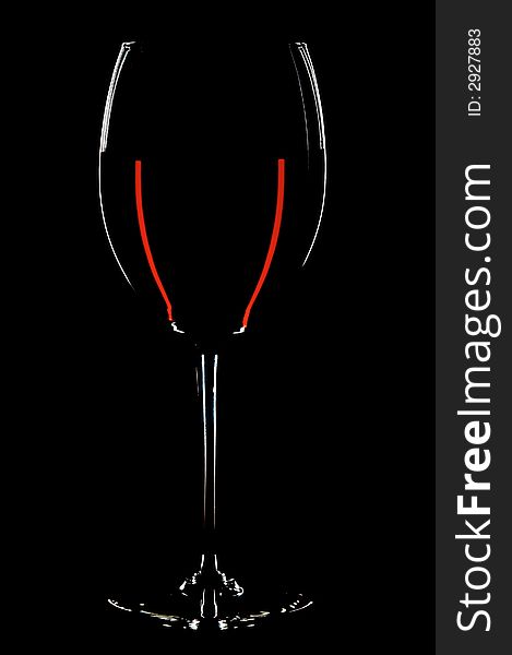 Glass with red wines on the black background