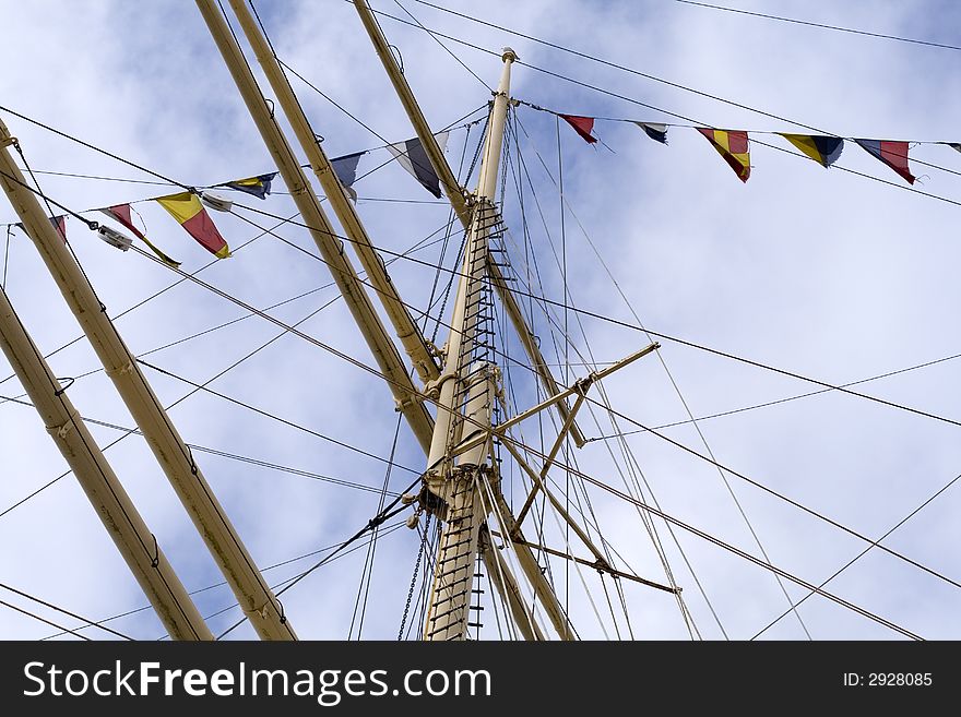 Part of a mast of a sailing ship. Part of a mast of a sailing ship