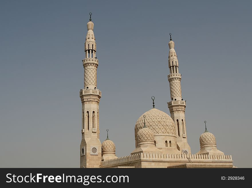 A beautiful mosque in the center of Dubai. A beautiful mosque in the center of Dubai.