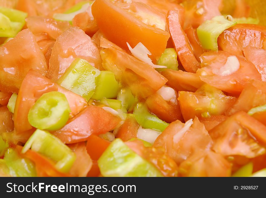 Fresh tomato and peppers salad background. Fresh tomato and peppers salad background