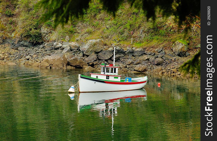 Boat in the inlet of Vancouver Island