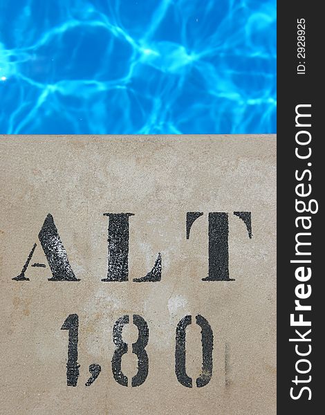 Pool sign 180 cm and pool water