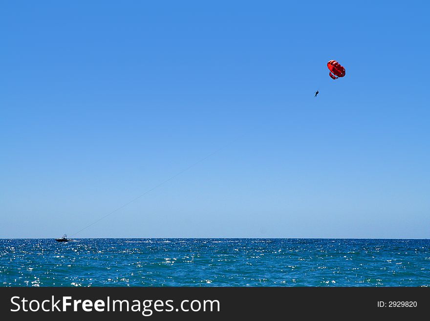 Parasailing in the Riviera in the south of France