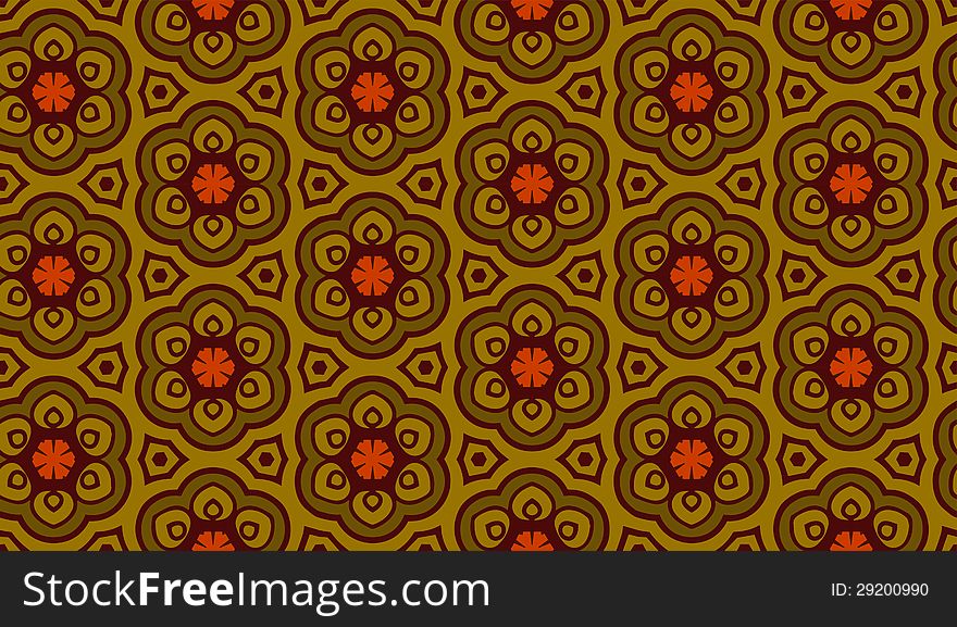 Green Pattern With Flowers