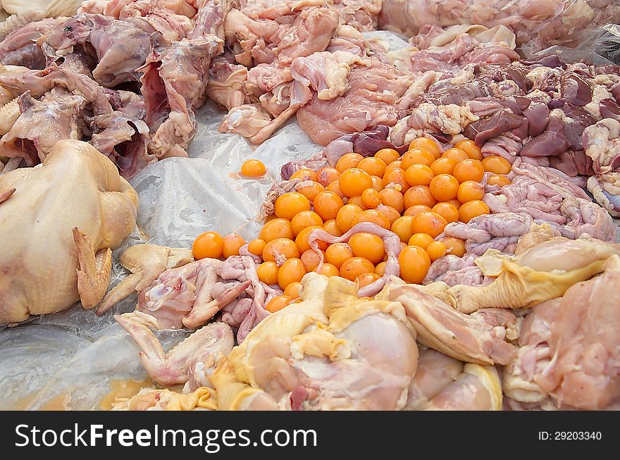 All of fresh chicken sell in the market.