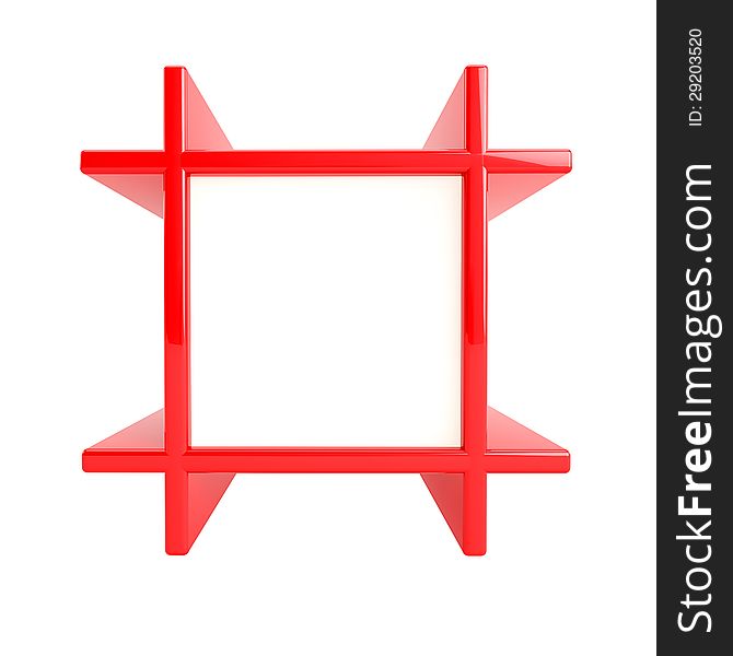 Red frame isolated on white background, clipping path included