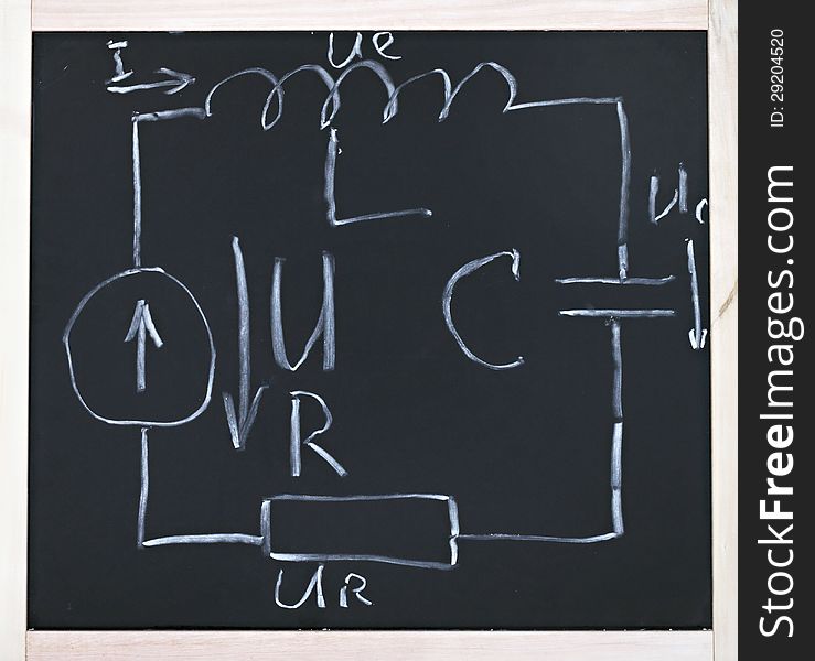 Oscillatory circuit drawn in chalk on blackboard