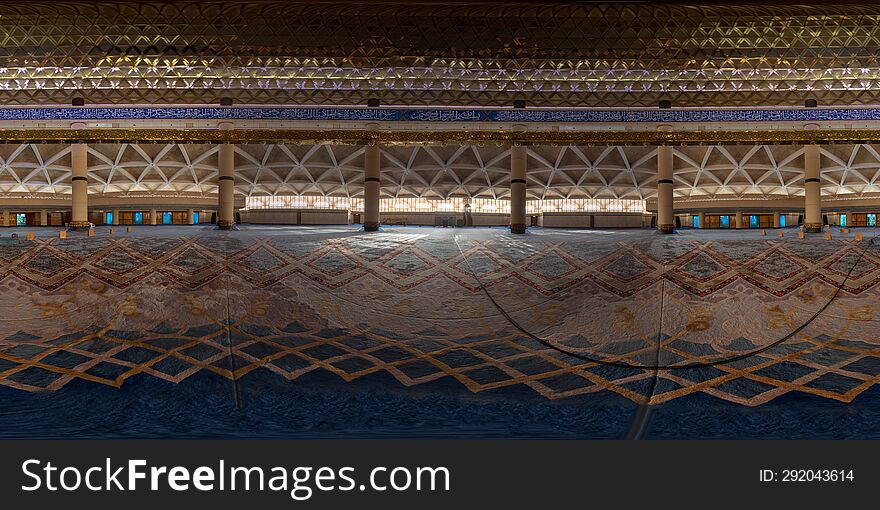 360 degree panorama of inside of the Mosque at King Khalid International Airport, Riyadh, Saudi Arabia