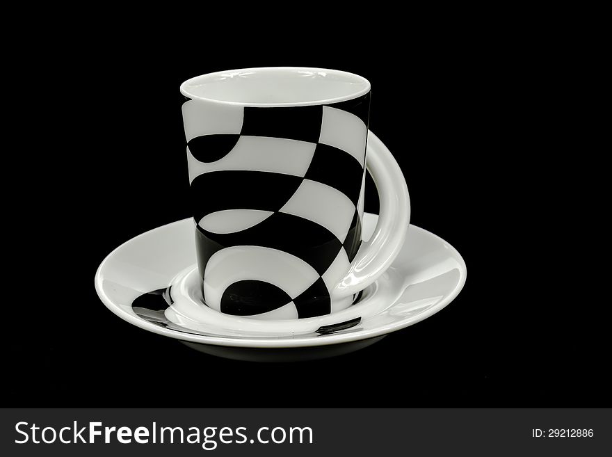 Porcelain cup made in the form of modern art. Porcelain cup made in the form of modern art