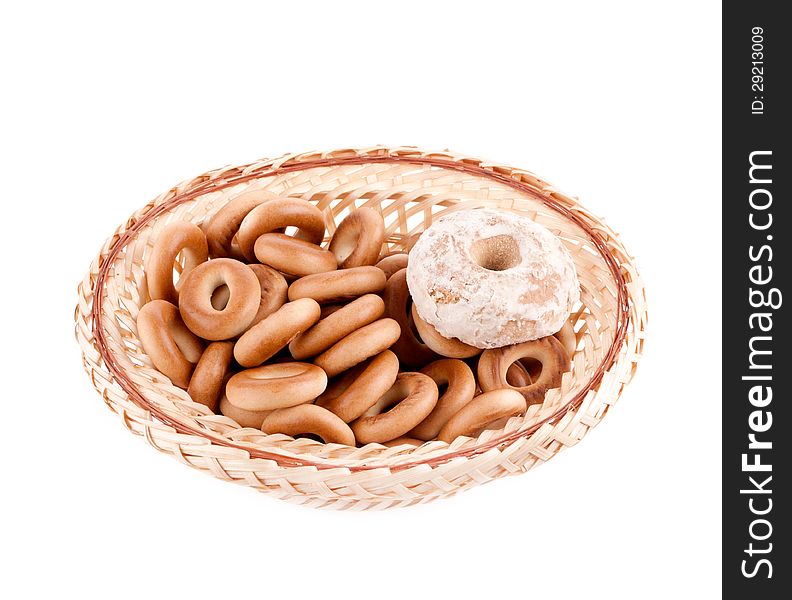 Bagels in a plate on a white background