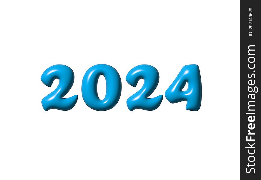 Realistic 3D 2024 text Art PNG