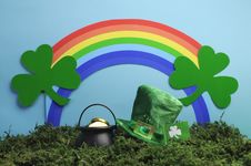 St Patrick S Day Still Life With Leprechaun Hat And Rainbow. Royalty Free Stock Image St Patrick S Day Still Life With Leprechaun Hat And Rainbow. Royalty Free Stock Image