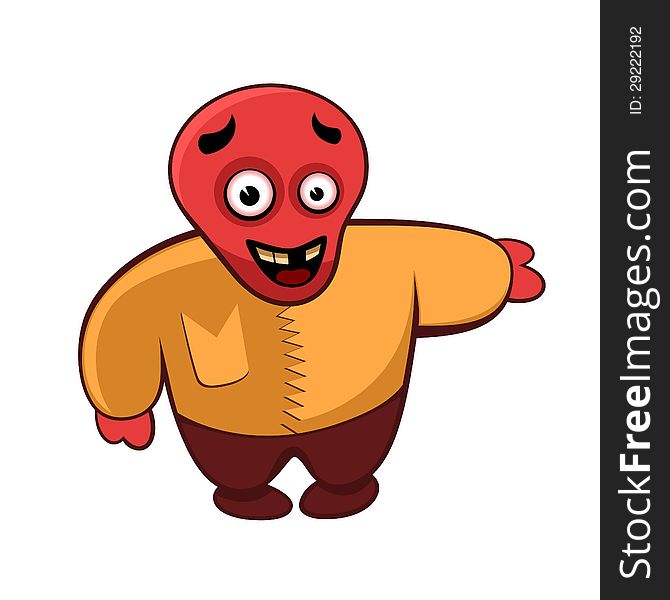 Happy red monster character