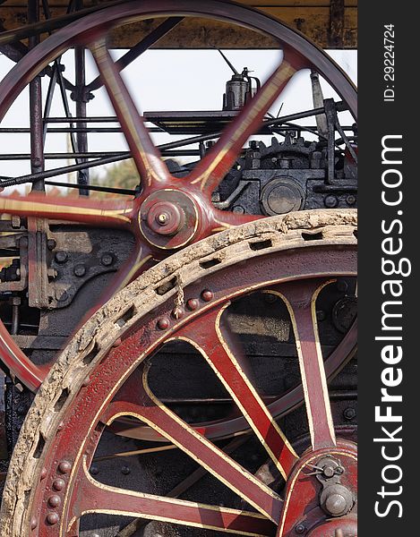 Image taken in Hertfordshire 2008 shows  traditional steam engine wheels in motion.