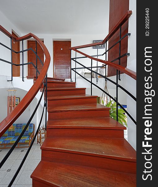 Image taken in Hostel San Bartolo, Lima, Peru. This is an architectural image showing how the eye sees the hostel while going up the stairs. Image taken in Hostel San Bartolo, Lima, Peru. This is an architectural image showing how the eye sees the hostel while going up the stairs.