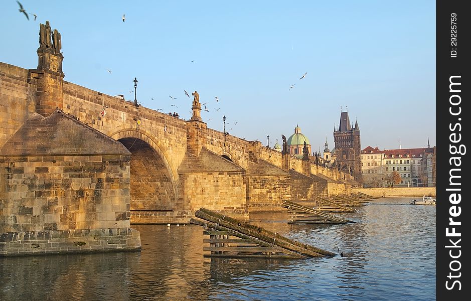 Charles Bridge and Vltava river in Prague