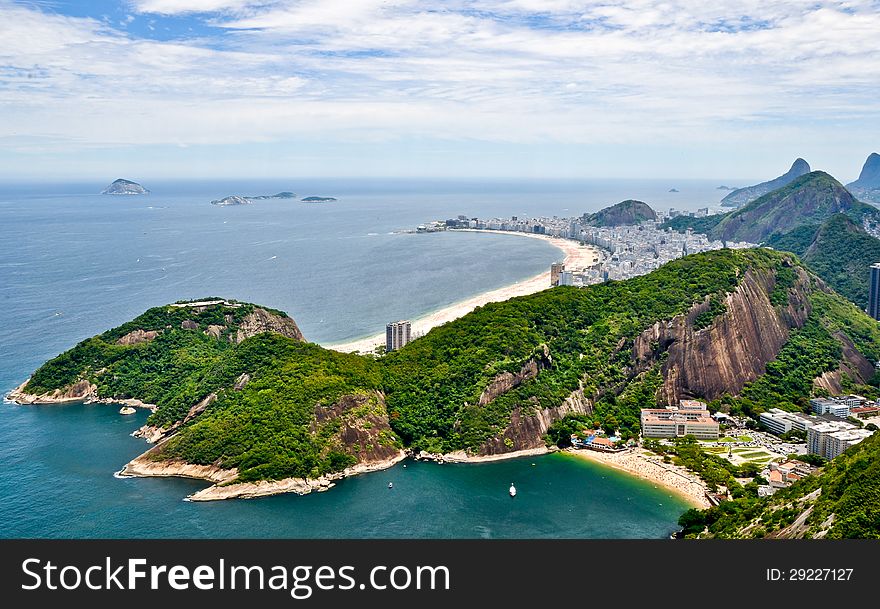 View from Sugar Loaf Mountain in Rio de Janeiro, Brazil. View from Sugar Loaf Mountain in Rio de Janeiro, Brazil.