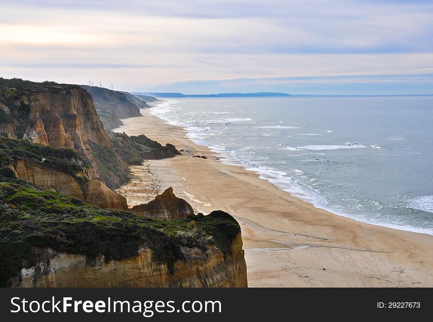 Cliffs along coastline near Nazare, Portugal. Cliffs along coastline near Nazare, Portugal.