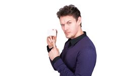 Man With Business Card Royalty Free Stock Image