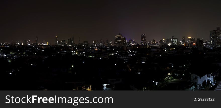 Panorama view of Bangkok city downtown at night, Bangkok,Thailand. Panorama view of Bangkok city downtown at night, Bangkok,Thailand