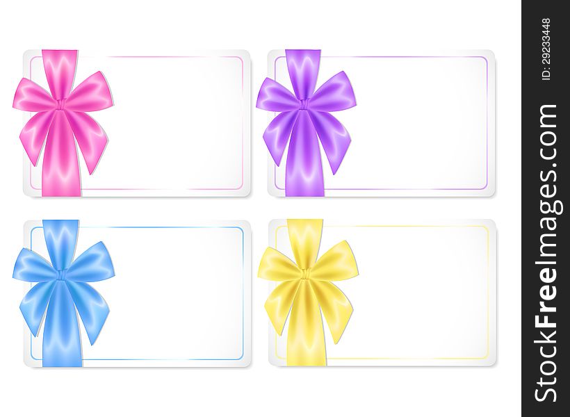 Set of cards with coloured ribbons