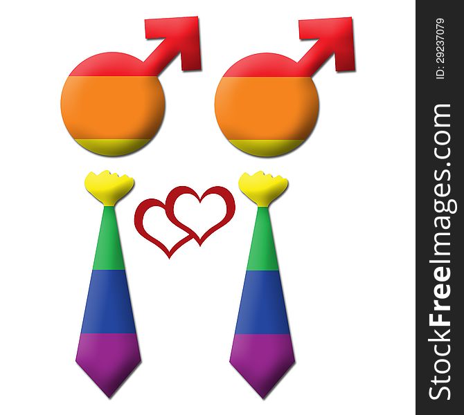 Gay Graphic - Two Element In Tie - Rainbow