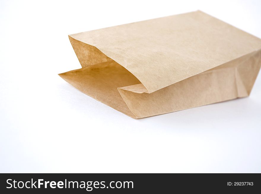Close up open brown paper bag. Close up open brown paper bag