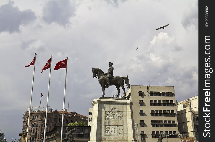 Ankara, City center, Ulus square, statue of Ataturk on horse, Turkey