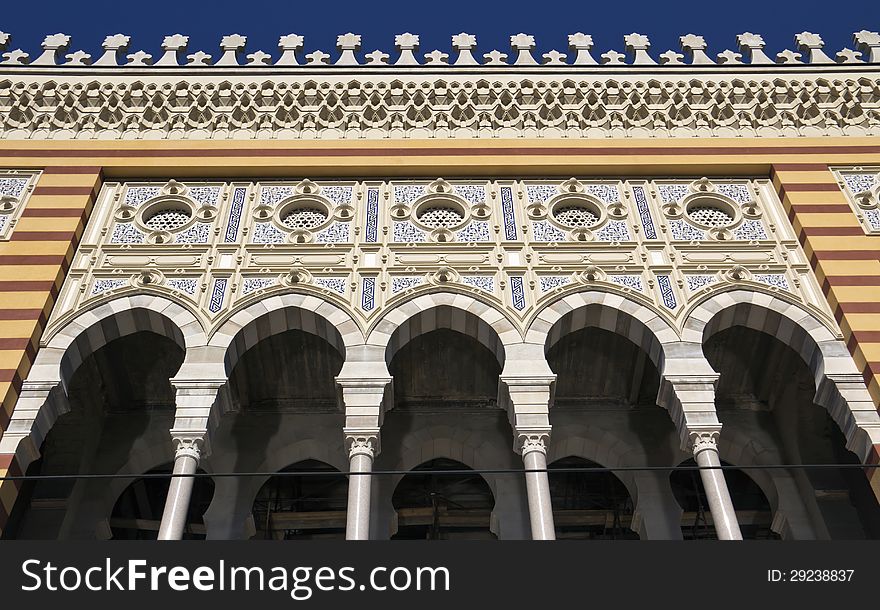 National library -details in Sarajevo, capital city of Bosnia and Herzegovina