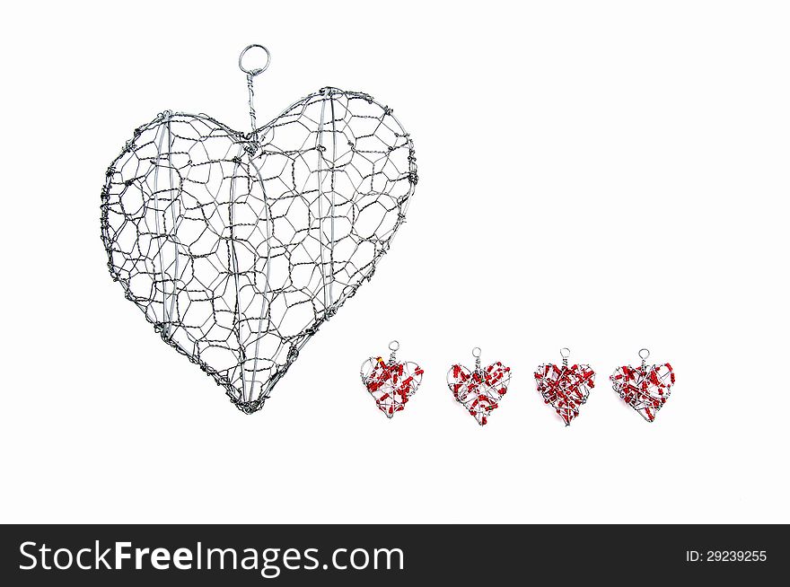 Wire Heart With Smaller Ones With Red Beads