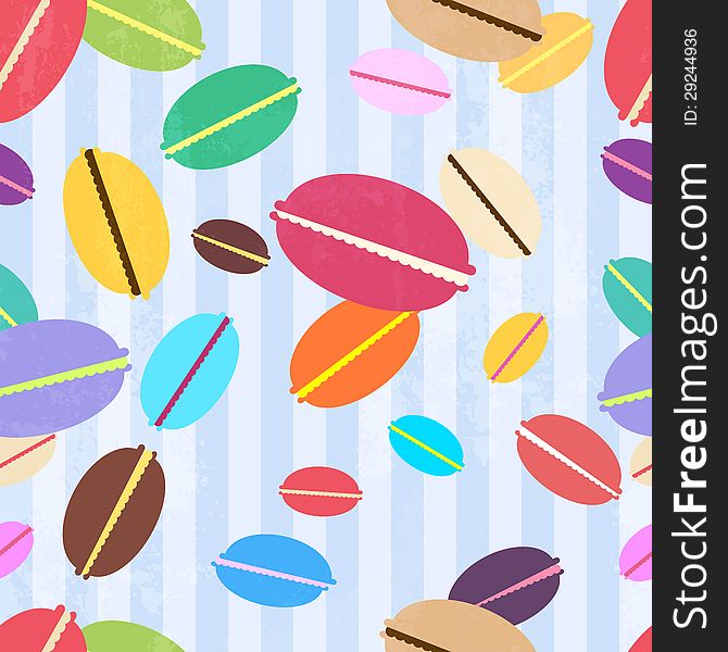 Seamless pattern with colorful macaroons. Can be used for wallpaper, pattern fills or web page background. Seamless pattern with colorful macaroons. Can be used for wallpaper, pattern fills or web page background.