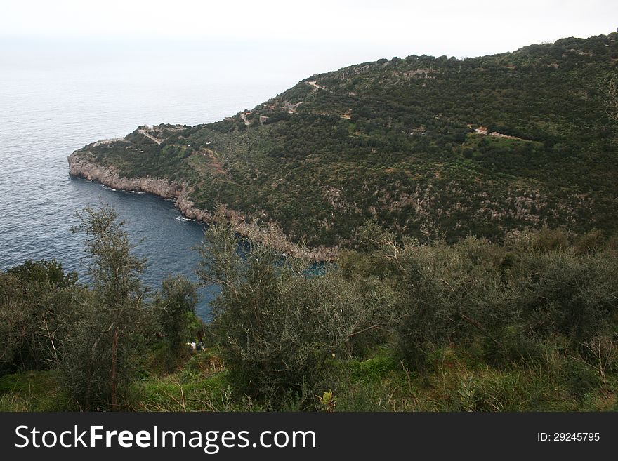 The landscape of punta vaccola near sorrento in italy