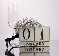 White Theme Save The Date With A Happy New Year, January 1 Stock Image White Theme Save The Date With A Happy New Year, January 1 Stock Image